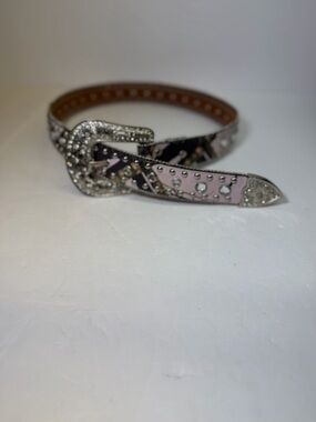 Blazin Roxx Pink and Black Rhinestone Western Belt small missing loop